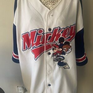 Vintage 90s Disney Mickey Mouse White and Blue Jersey